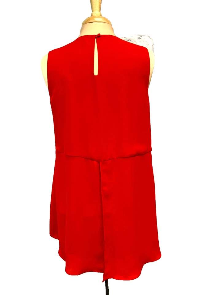 Joseph Ribkoff Side Ruffle Top Red Polyester Crisscross Front Hem Sleeveless, 8 - Image 2 of 4