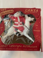 Vintage Christmas Tops Illuminated Santa on Reindeer