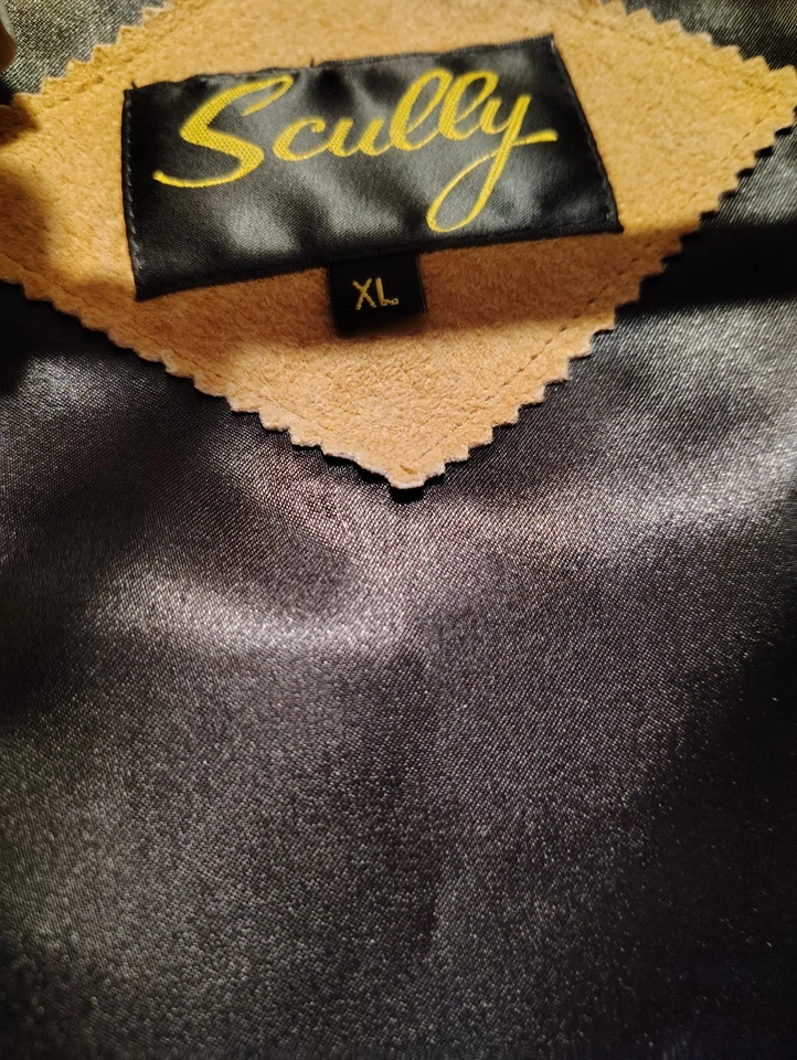 Colete de Couro Vintage Scully Masculino XL Camurça Marrom Motociclista Ocidental - Imagem 2 de 4