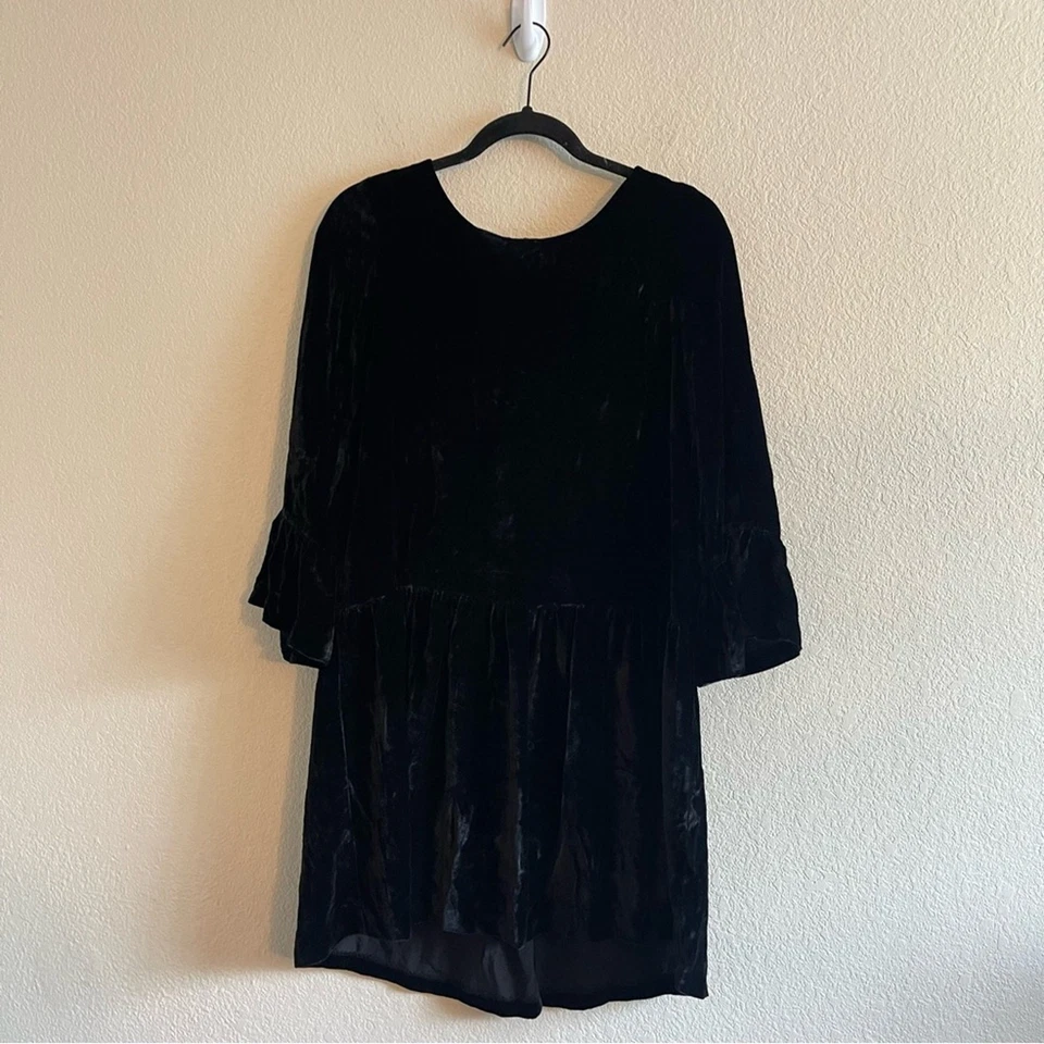 Madewell Velvet Bell Sleeve Dress Mini Babydoll Silk Blend Women’s Size Small - Image 2 of 4