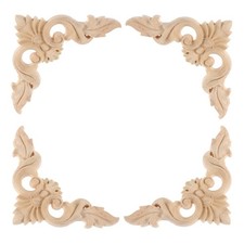 4Pcs Carved Onlay Appliques for Furniture DIY Decoration