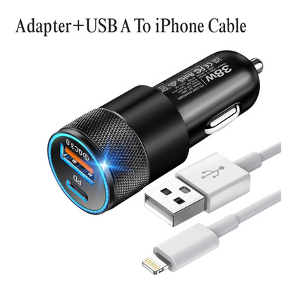 Fast Charger For iPhone 14 13 12 11 Cable PD 38W Type C QC USB A Car Adapter Lot