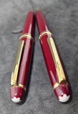 Montblanc Meisterstuck Burgundy Gold Trim Ballpoint Pen & Pencil Set