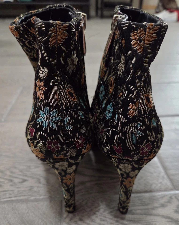 Sam Edelman Olette Negro Floral Brocado Tapiz Stiletto Botines Talla US 9 Foto 4 de 4