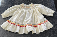 Vintage Polly Flinders girls dress or top hand smocked 24 months w Ric Rac
