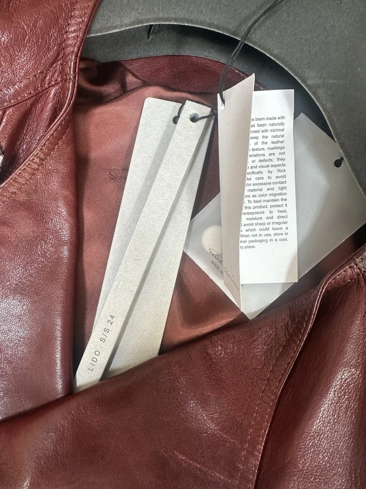 Rick Owens Runway Lido Micro Leather Biker Jacket - Image 3 of 4