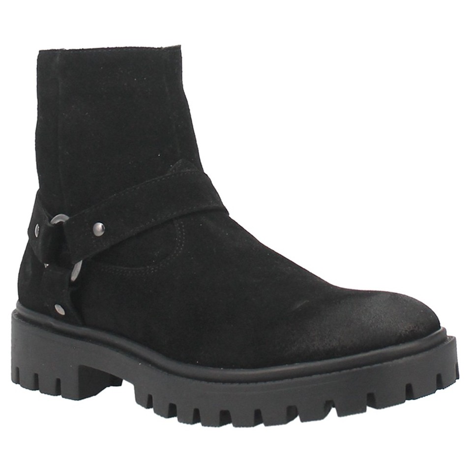 Dingo Men's Road Trip Pull-On Ankle Boots - Black Casual Leather Boots
