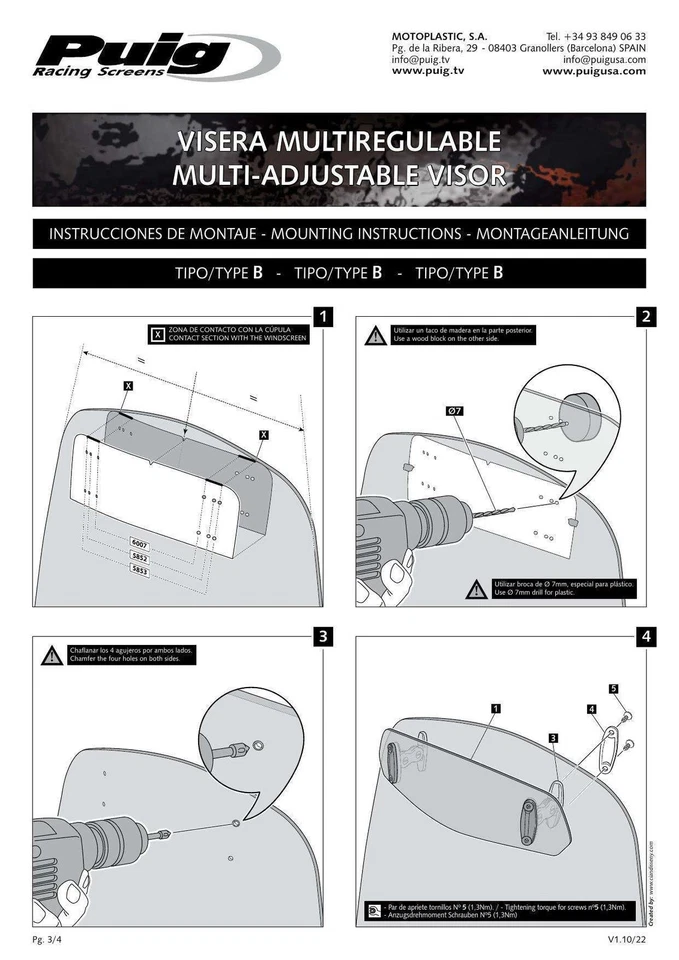 Puig Touring Screen & Extender Light Smoke for Triumph Tiger Sport 1050 (13-15) - Image 4 of 4
