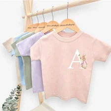 Personalised Pink Rabbit Initial T-shirt