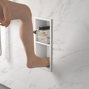 Shower Niche, 304 Stainless Steel Wall Niche Shower Stool for Bathroom, Recessed