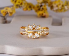 2Ct Marquise Cut Simulated Diamond Enhancer Ring 14k Yellow Gold Plated