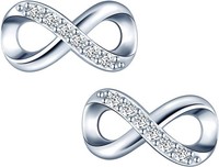 Sterling Silber Ohrstecker Unendlichkeit Zirkonia Damen Ohrringe Schmuck