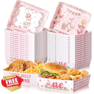 Mifoci 36 Pack Silly Goose Paper Serving Trays Pink
