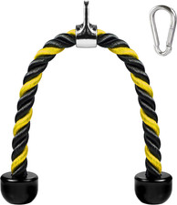 Deluxe Tricep Rope Pull down Cable, 27  36 Inch Rope Length, Easy to Grip  Non