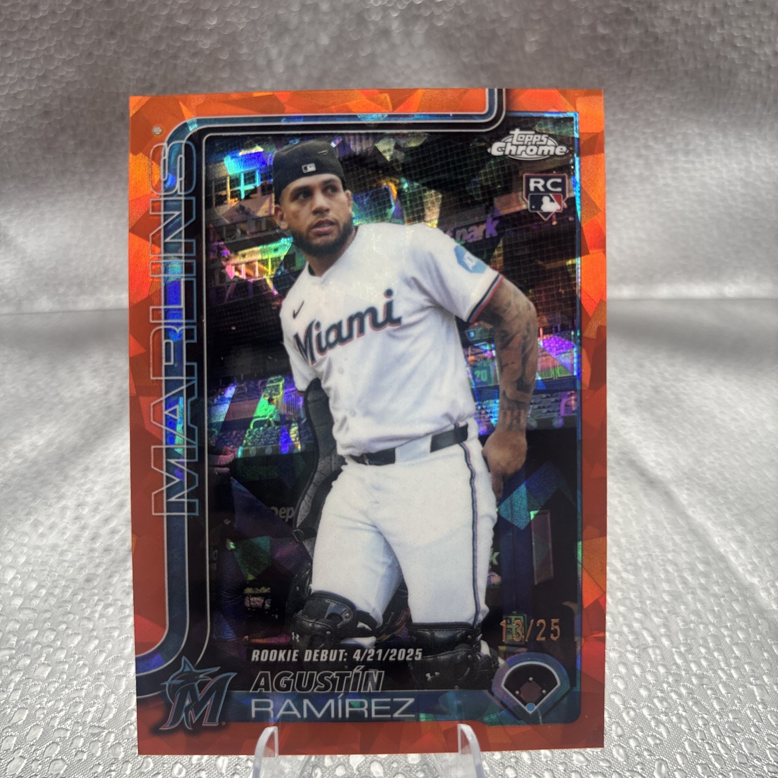 2025 Topps Chrome Update Orange Sapphire Agustin Ramirez RC Debut Marlins /25