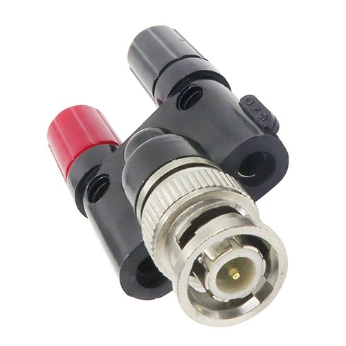 BNC Male Plug- to 2X 4mm Dual Banana Female Jack Socket Binding Post RF- Coaxial - Zdjęcie 5 z 8