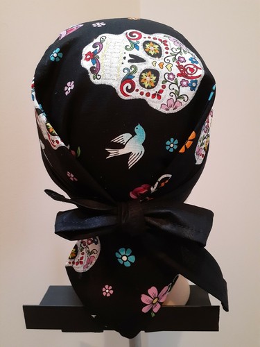 Dead Skulls print FITTED Bandana, Skull CAP, Scrub Hat, Bikers, 100% cotton - Picture 7 of 12