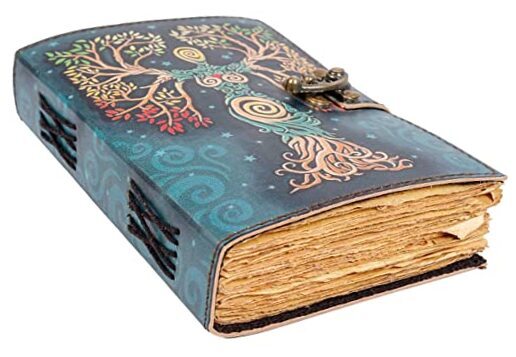 Vintage Locking Spell Book Of Shadows Blank Journal Handmade 8x6 Prop