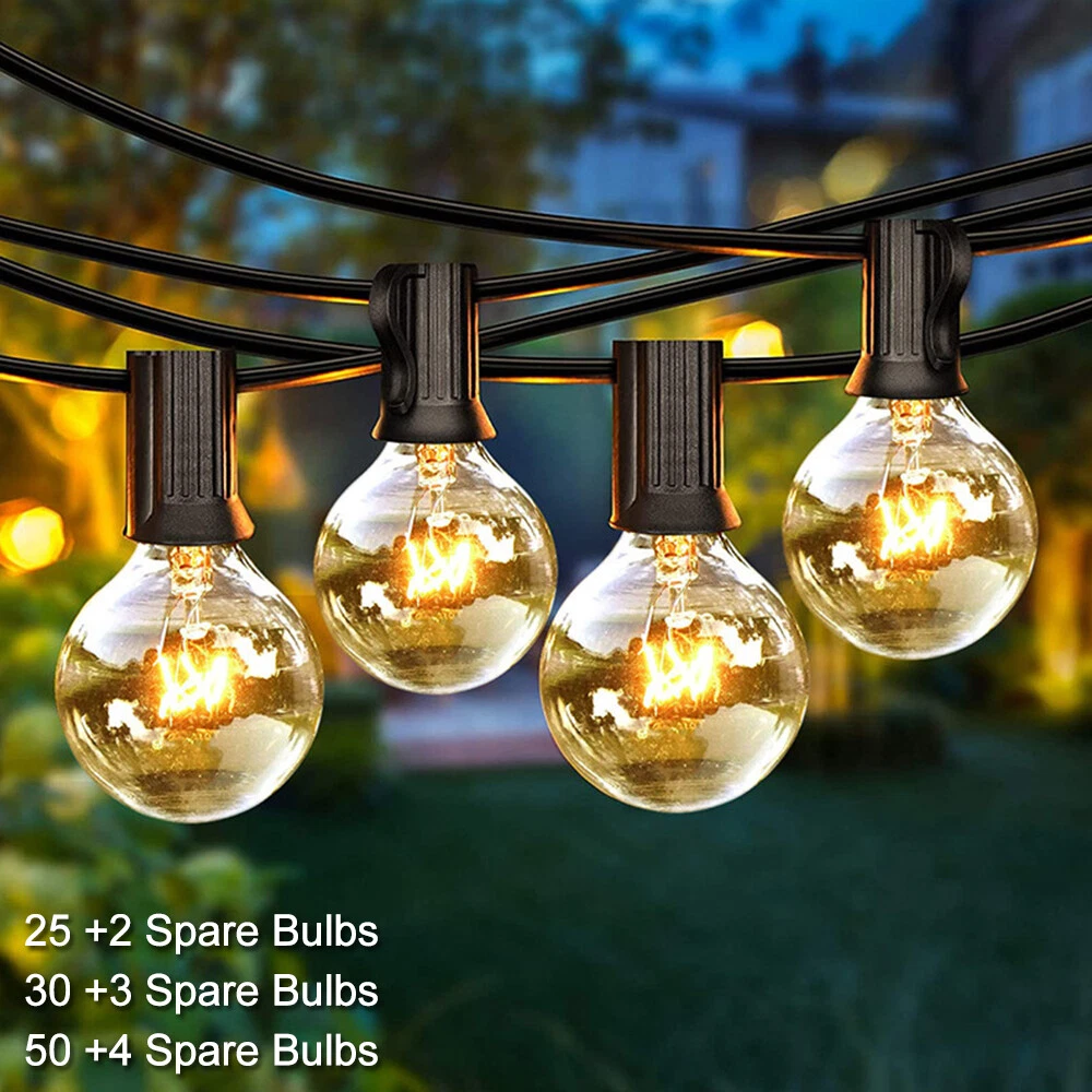 G40 Globe String Lights w Spare Bulbs Outdoor Garden Christmas Patio Party Decor
