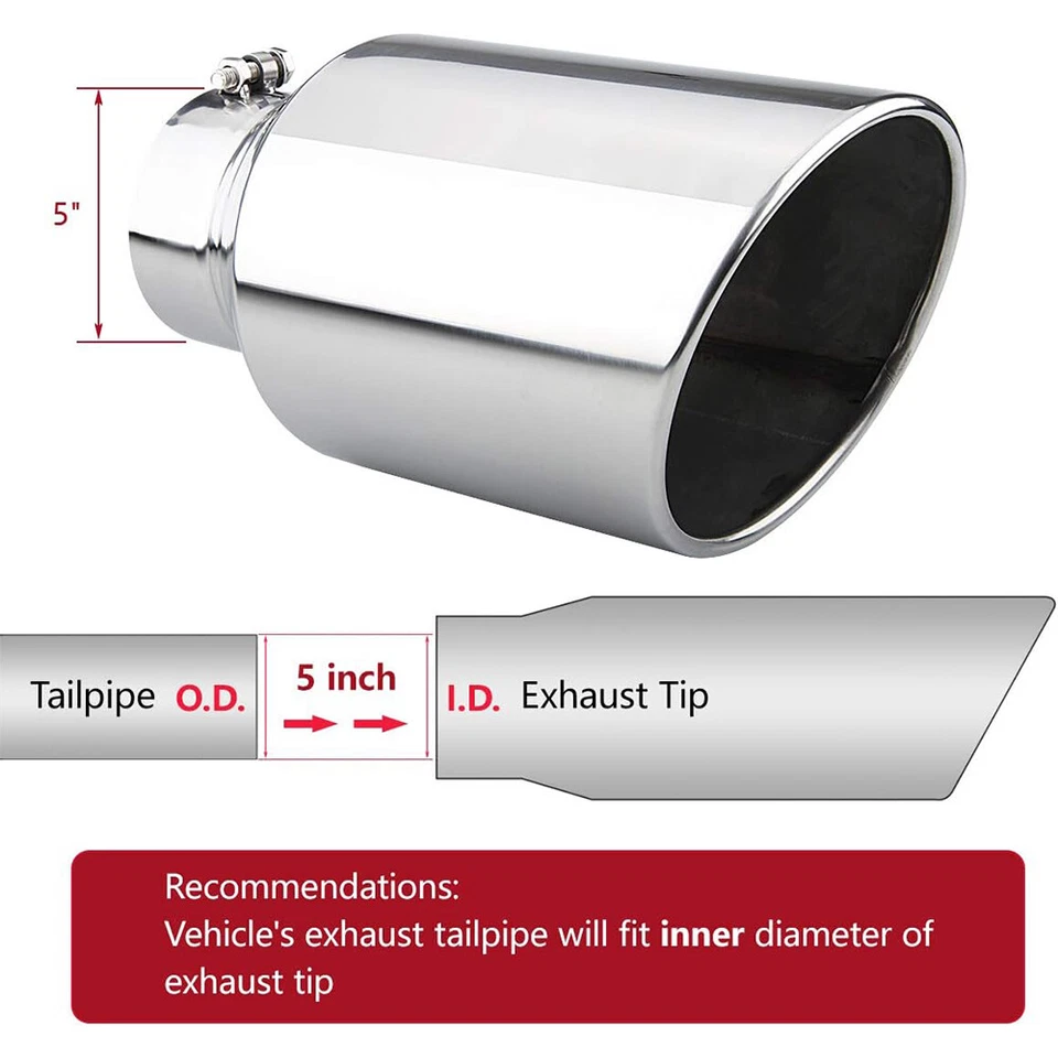 Punta de escape atornillable de 15" de largo para Ford F250 F350 Super Duty 5" entrada 8" salida Foto 3 de 4