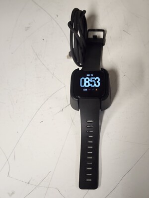 Fitbit Versa Smartwatch FB504 Rose Gold Watch w/ Pink Band & Charger - Tested