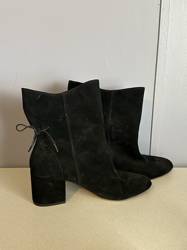 Splendid Boots Black Suede Booties Chunk Heel Ties in Back / Women's Size 11 - 第 1/8 張圖片