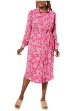 TWRHLL by Christie Brinkley LongSleeve Shirt Dress w/Belt Pink Floral