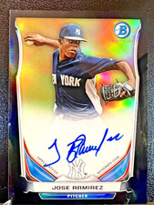 JOSE RAMIREZ ROOKIE 2014 Bowman Chrome Auto Black REF YANKEES PITCHER SP /99