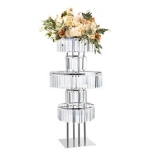 Silver Vases Centerpieces Crystal Flower Stand with Hanging Crystals, 5 Tier ...