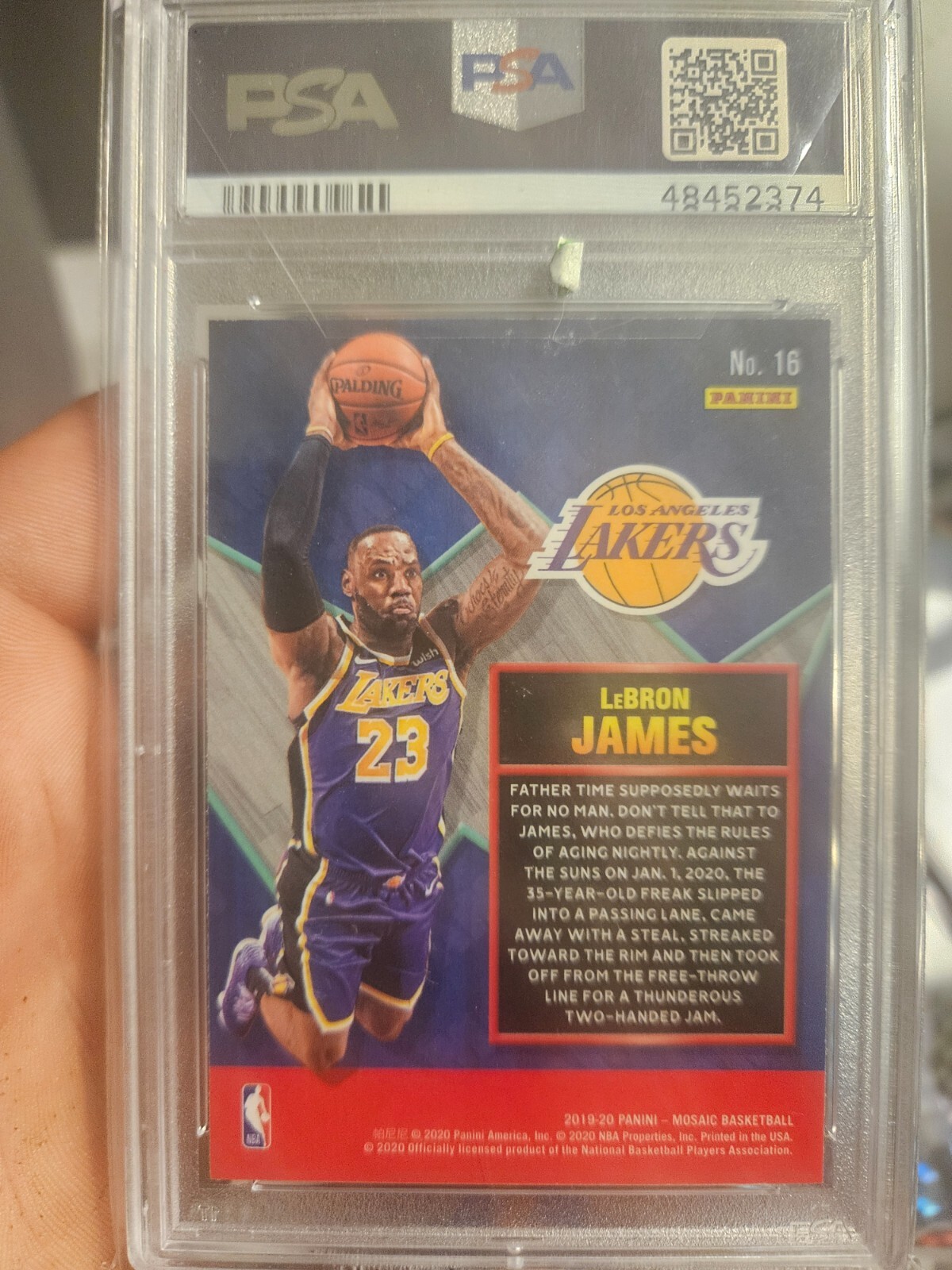 2019 PANINI MOSAIC LeBRON JAMES JAM MASTERS #16 PSA 10 GEM MINT LAKERS