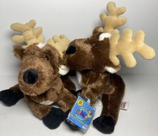 GANZ Webkinz Plush Toy REINDEER HM-137 Sealed Code Tag Lot Of 2