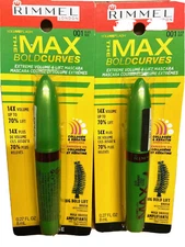 2 rimmel 001 black volume flash max bold curves mascara 0.27oz ea scuffed box