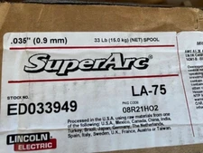 Lincoln ED033949 .035" SuperArc LA-75 MIG Wire (33lb Plastic Spool-Q2)