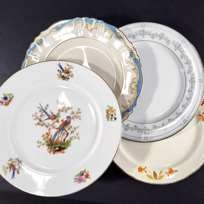 Mismatched China Salad Plate Dishes Mix and Match Cottage Tableware Set of 4