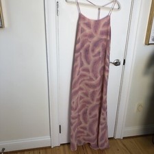 SHOW ME YOUR MUMU Pink Feather Maxi Sleeveless Tropical Dress M EUC