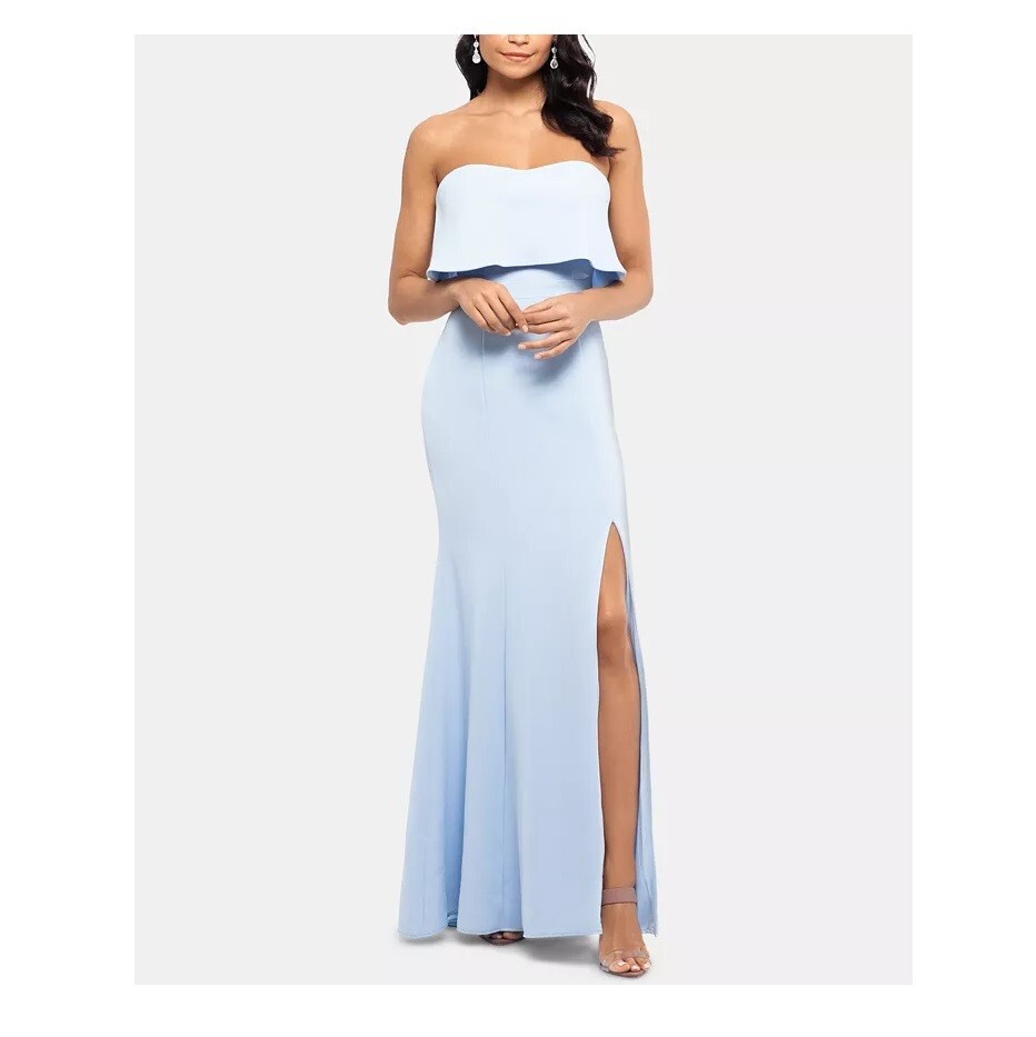 Aqua Womens 4 Light Blue Strapless Popover Maxi Gown Dress NWT Z53 | eBay