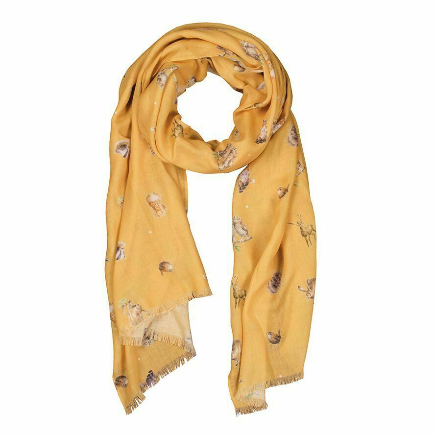 Wrendale Designs Woodlanders Mustard Scarf With Gift Box - Mustard - Image 2