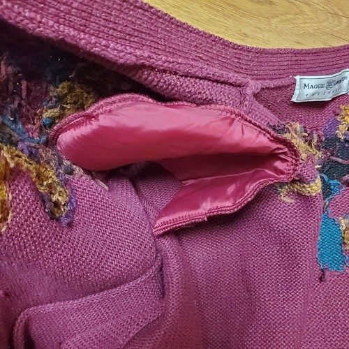 Vintage 80er Maggie Lawrence Strick Cardigan Pullover Knopfleiste Damen 2x 22/24 burgund - Bild 4 von 22
