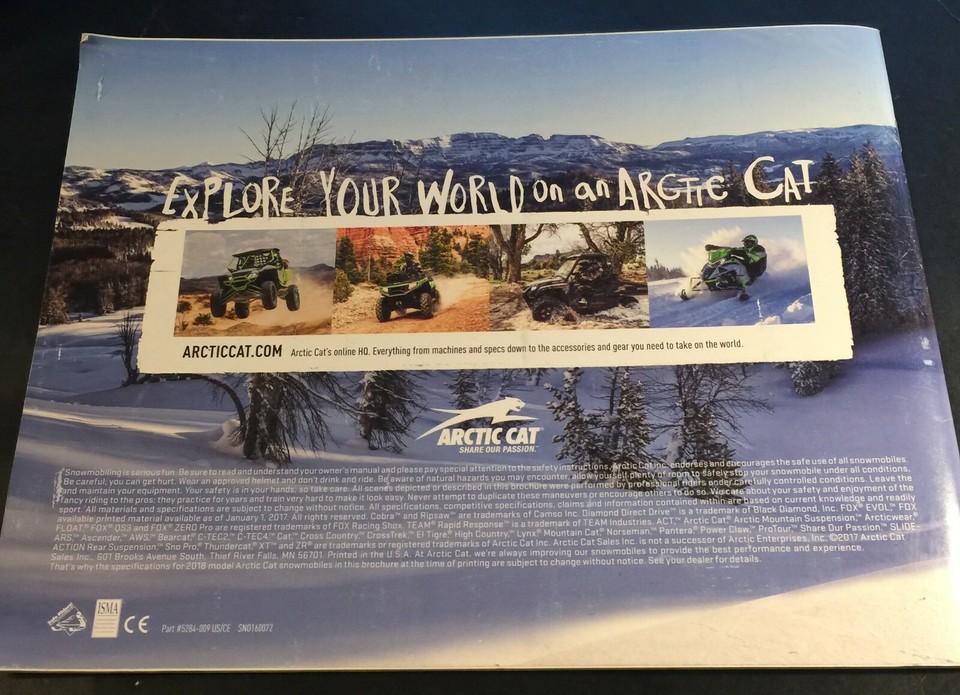 2018 ARCTIC CAT SNOWMOBILE SALES BROCHURE CATALOG 44 PAGES (814) eBay