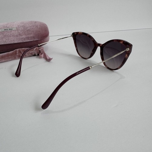 Miu Miu Womens Cat Eye Sunglasses Maroon Tortoise Mirrored Lense Full Set - Picture 10 of 20