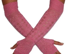 Fingerless Gloves Fashionista Luxury Arm Warmer Elbow Length Baby Pink 16" 