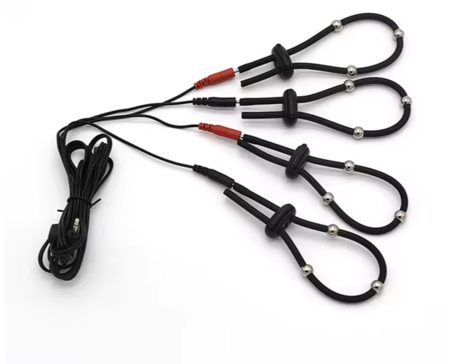 E-STIM ELECTRO ESTIM TENS 4 CONDUCTIVE MASSAGE RINGS &LEADS WITH 2.5MM JACK ! UK SELLER