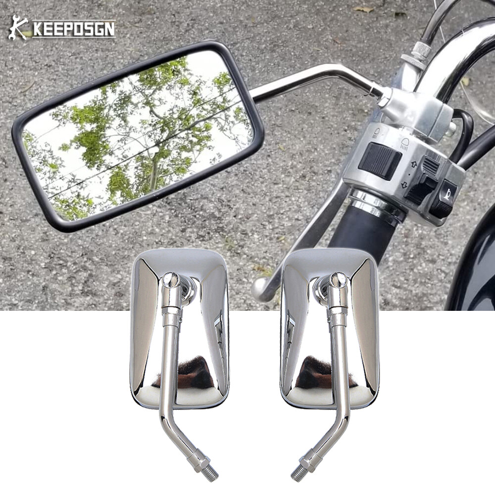 2x Rectangle Side Mirrors Rearview Chrome For Suzuki GN 125 250