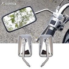Pair Side Mirrors Rearview Chrome Rectangle For Yamaha XV 950 750 250 1000 1100