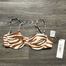 NEW Veronica Beard Small Dyer Animal Print Bikini Top Swim Bathing Suit Swimsuit