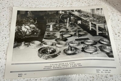 Vintage F-102 Aircraft J-57-P23 Engine Failure Parts Photo Wurtsmith AFB  3/2/59