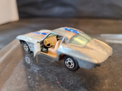 Yatming 63 Corvette Silver No 1078 Stars Stripes Doors Open Up