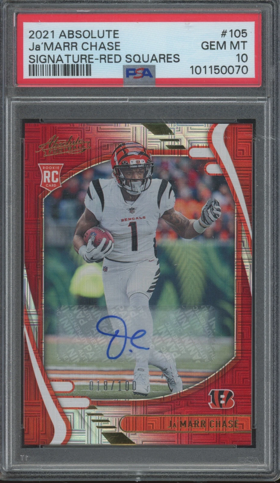 JaMarr Chase Panini Absolute #105 Signature-Red Squares