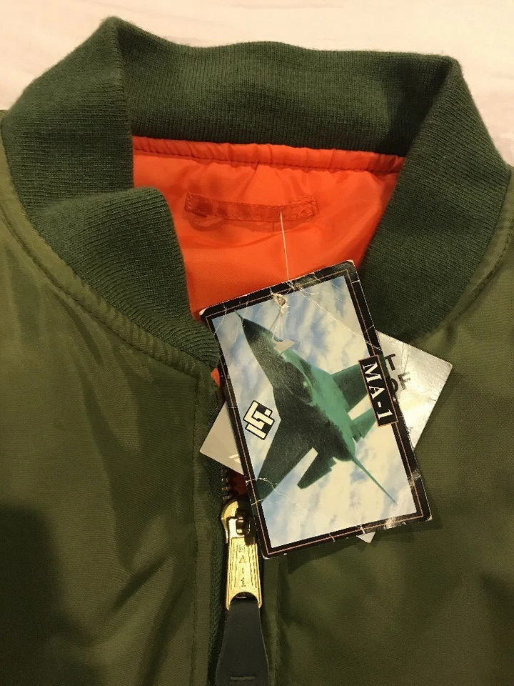 NWT Jacket Flyer's Man Intermediate MA-1 green/orange Bomber Jacket Size L - Image 2 of 4