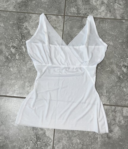 Spanx Assets Criss Cross Cami Tank Top XL White Shapewear Surplice Sheer Nylon